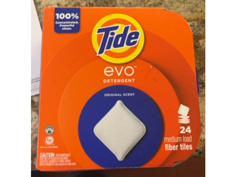 Tide Evo Detergent Fibre Tiles, Original Scent, 24 Count