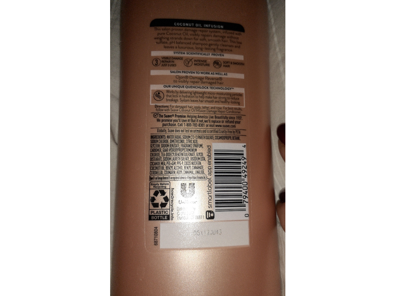 Suave Damage Repair Shampoo, Coconut Oil Infusion, 18 fl oz/532 mL