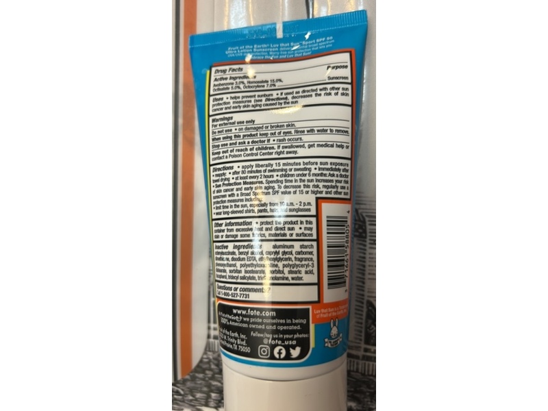 Fruit Of The Earth Luv That Sun Sport Sunscreen Ultra Lotion, SPF 50, 6 fl oz/177 mL