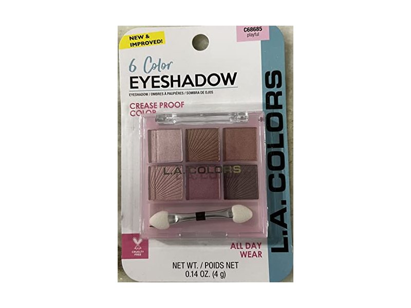 L.A. COLORS Eyeshadow, Nite Out, Playful, Lucky, Haute, 0.14 oz/4 g, Pack Of 4