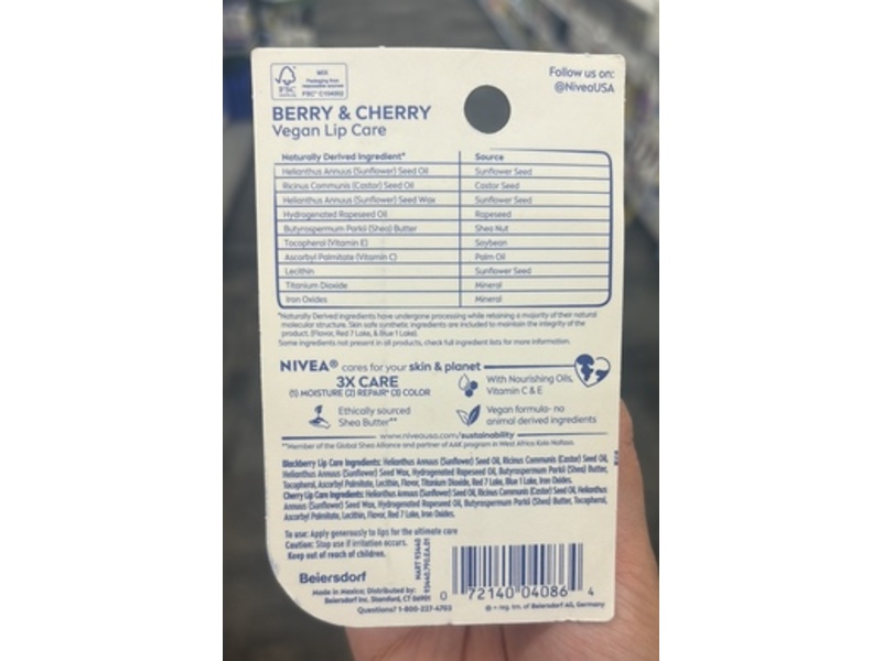 Nivea Berry & Cherry Lip Care, 4.8 g
