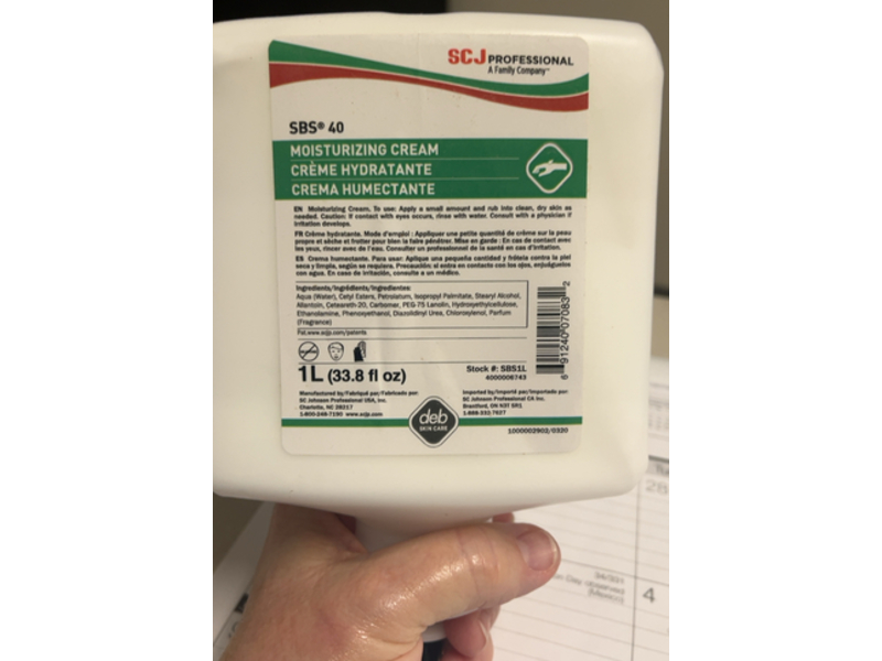 SCJ Professional SBS 40 Moisturizing Cream, 33.8 fl oz/1 L