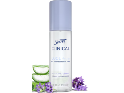 Secret Clinical Face + Body Deodorant Spray, Cool Down, 5 oz/147 mL