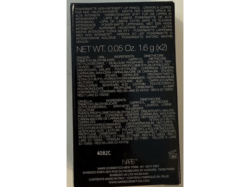 NARS Mini Power Matte High-Intensity Lip Pencil Duo, Cruella & Dragon Girl, 0.05 oz/1.6 g