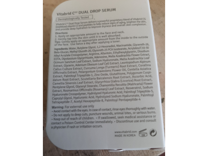 Vitabrid C12 Dual Drop Serum, 0.34 fl oz/10 mL