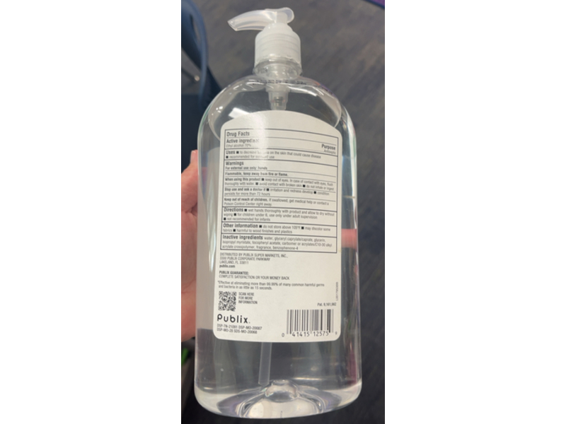 Publix Instant Hand Sanitizer Advanced Formula Gel, 32 fl oz/946 mL