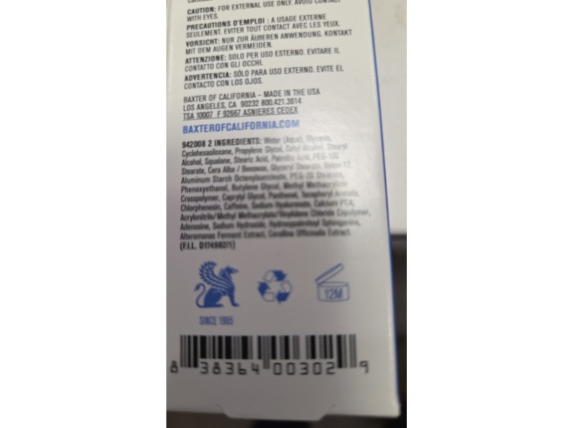 Baxter of California Under Eye Cream, 0.75 fl oz/22.5 mL