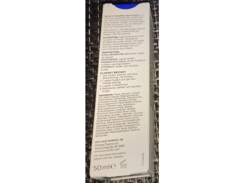 ACO Sensitive Face Fluid, Sensitive Balance, 1.7 oz/50 mL