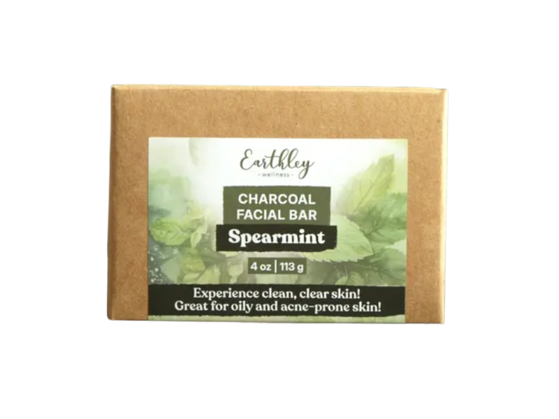 Earthly Wellness Charcoal Facial Bar, Spearmint, 4 o/113 g