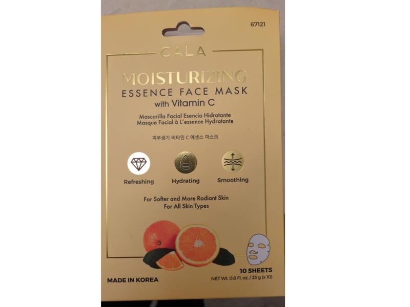 Cala Moisturizing Essence Face Mask, Vitamin C, 10 Count