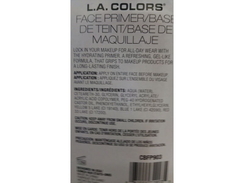 L.A. Colors Total Grip Hydrating Primer, Clear, 0.5 fl oz/15 mL