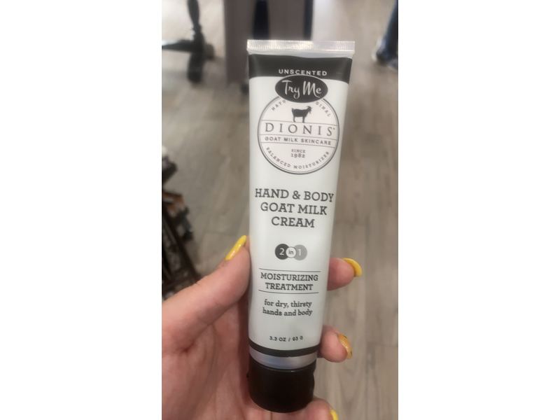 Dionis Hand & Body Goat Milk Cream, 2 In 1 Moisturizing Treatment, Unscented, 3.3 oz / 93 g