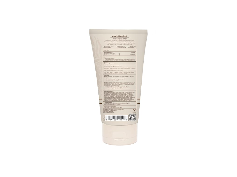 Australian Gold Mineral Sunscreen Lotion, SPF 30, Nude Tint, 5 fl oz/147 mL