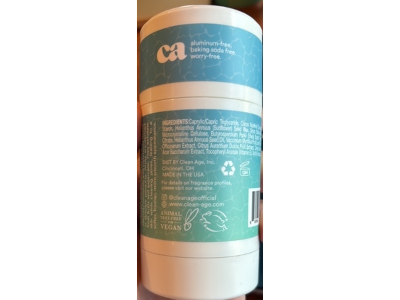 Clean Age AHA Deodorant, Cedar & Sea Salt, 2.25 oz/64 g