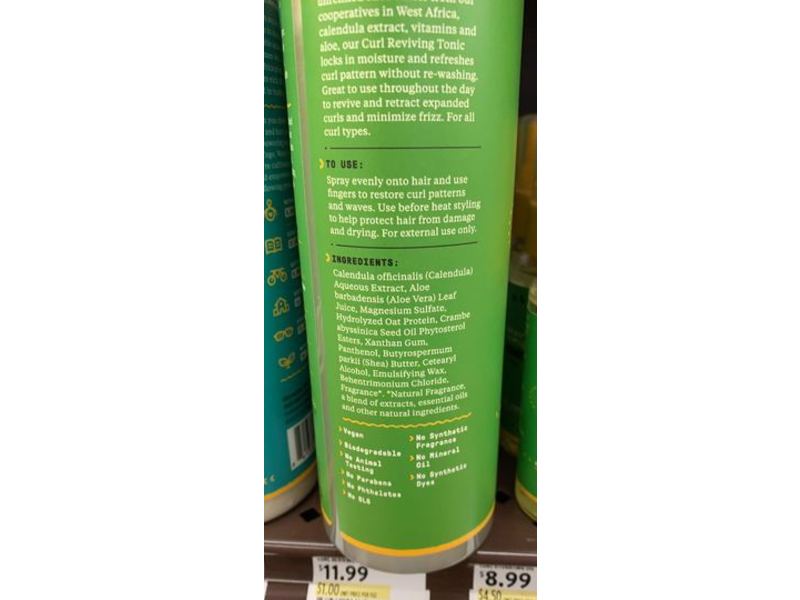 Alaffia Beautiful Curls Curl Reviving Tonic, Unrefined Shea Butter, 12 fl oz