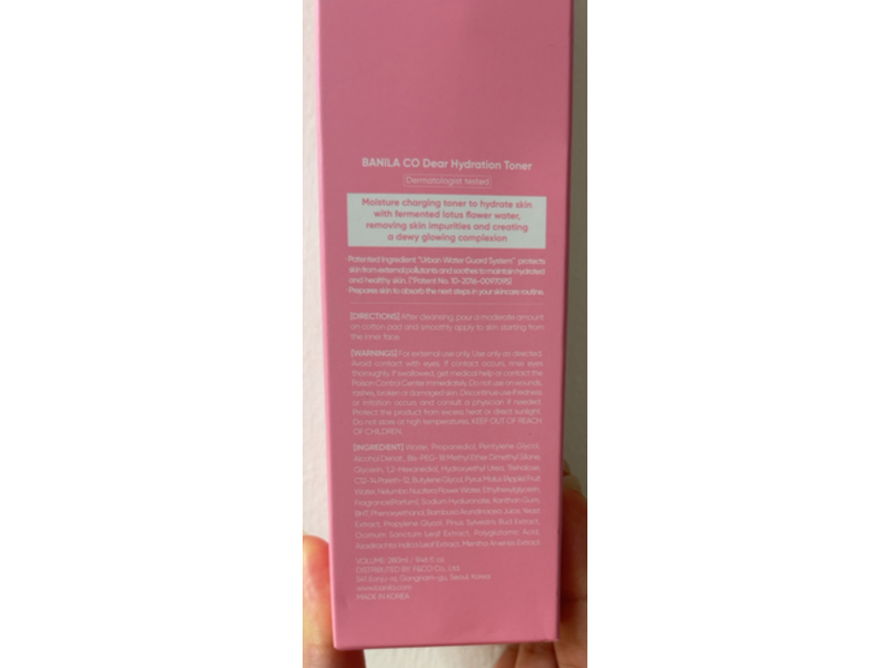 Banila Co Dear Hydration Toner Water+, 9.46 fl oz/280 mL