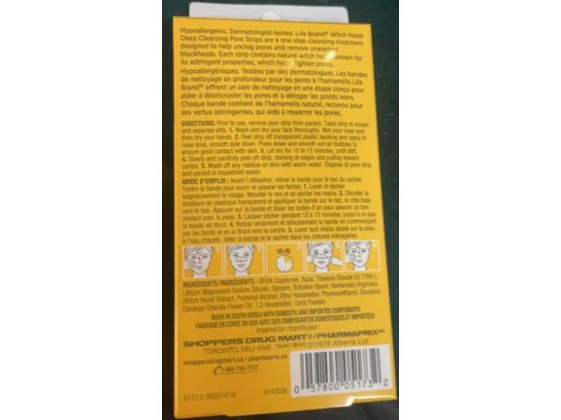 Life Brand Witch Hazel Deep Cleansing Pore Strips, 6 Count