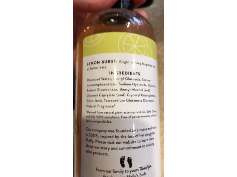 Molly's Suds Dish Soap, Lemon Burst, 16 fl oz