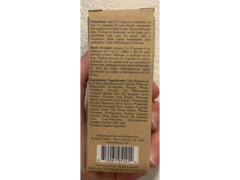 Beauty By Earth Self Tanner Tanning Drops, Dark, 1 fl oz/30 mL