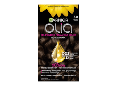 Garnier Olia Oil-Powered Permanent Color, 5.0 Medium Brown, 1 Application