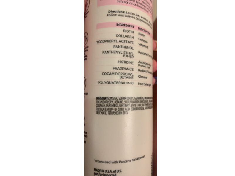 Pantene Pro-V Miracles Infinite Lengths Shampoo, Biotin + Collagen, 13.5 fl oz/400 mL