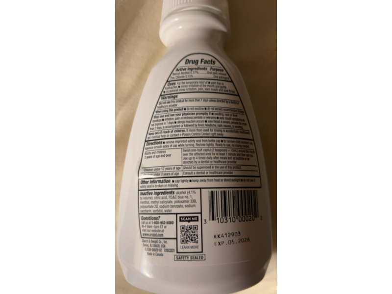 Orajel Toothache Effective Oral Pain Relief Rinse, Soothing Mint, 8 fl oz/237 mL