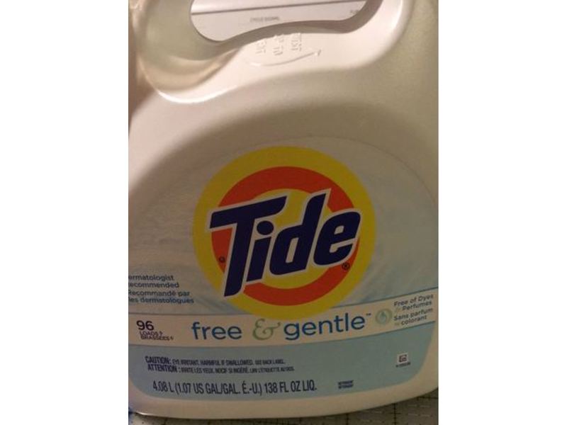 Tide Liquid Laundry Detergent, Free & Gentle, 96 Loads, 138 fl oz/4.08 L