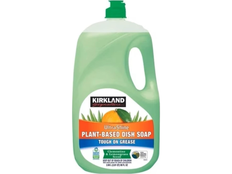 Kirkland Signature Ultra Shine Plant-Based Dish Soap, Clementine & Lemongrass, 90 fl oz/2.66 L