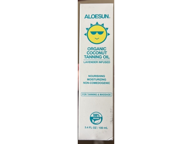 Aloesun Organic Coconut Tanning Oil, Lavender, 3.4 fl oz/100 mL