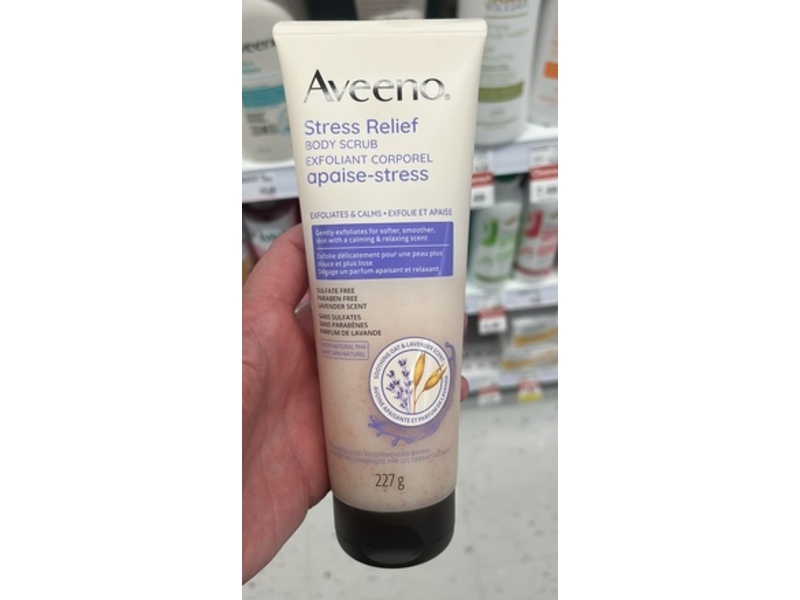 Aveeno Stress Relief Body Scrub, Lavender Scent, 227 g
