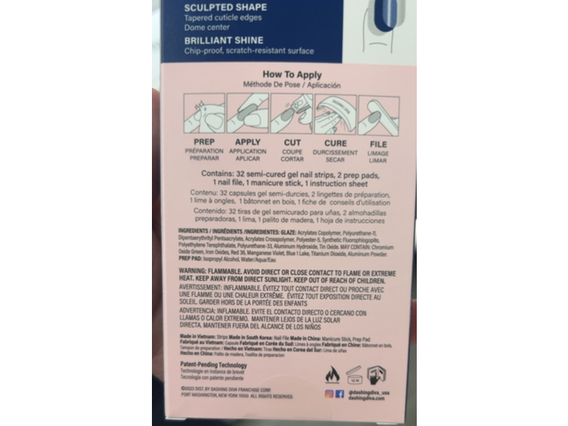 Dashing Diva Glaze Semi-Cured Gel, Sparkling Sea, 34 Nail Strips