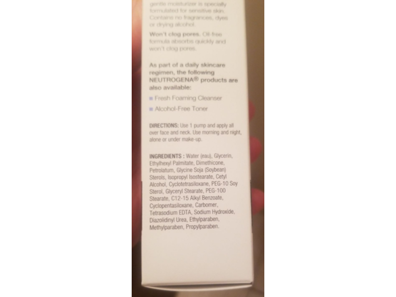 Neutrogena Moisture Ultra-Gentle Facial Moisturizer, Sensitive Skin, Oil-Free, 120 mL