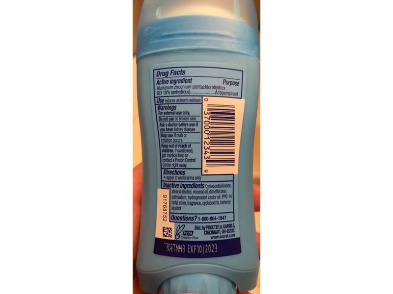 Secret Antiperspirant Deodorant, Powder Fresh, Invisible Solid, 2.6 oz/73 g