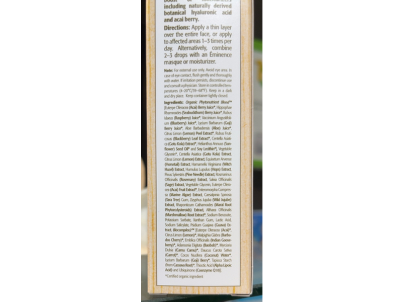 Eminence Organic Skincare Firm Skin Acai Booster Serum, Botanical Hyaluronic Acid, 1 fl oz/30 mL