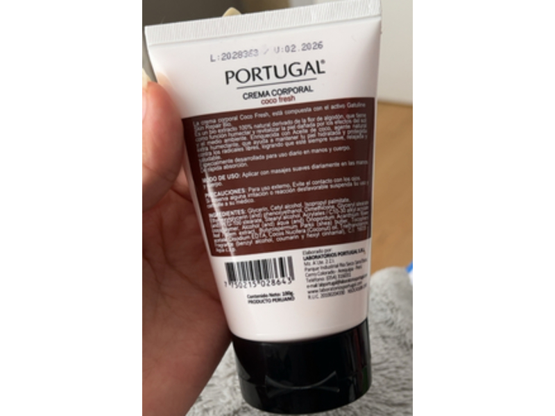 Portugal Crema Corporal, Coco Fresh, 100 g