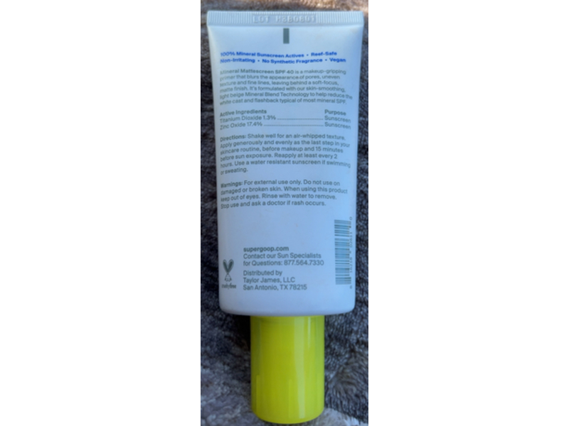 Supergoop! Mineral Matte Sunscreen, SPF 40, 1.5 fl oz/45 mL