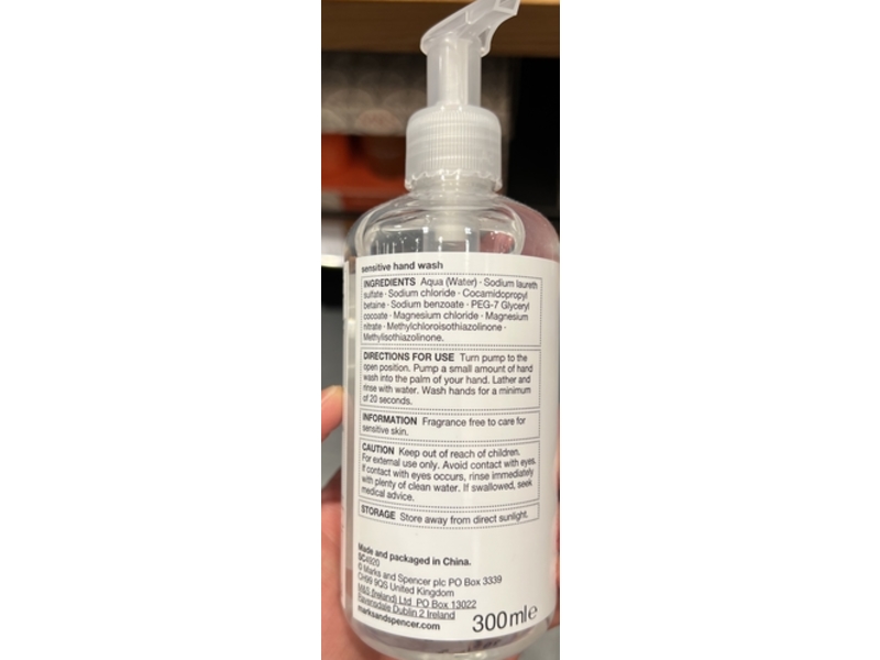 M&S Sensitive Hand Wash, 300 mL
