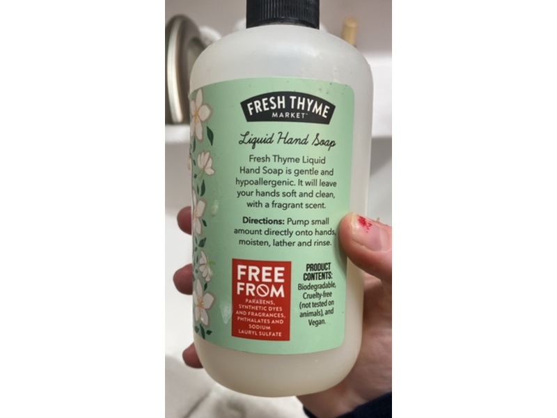 Fresh Thyme Hand Soap, Wild Jasmine, 12 fl oz/355 mL