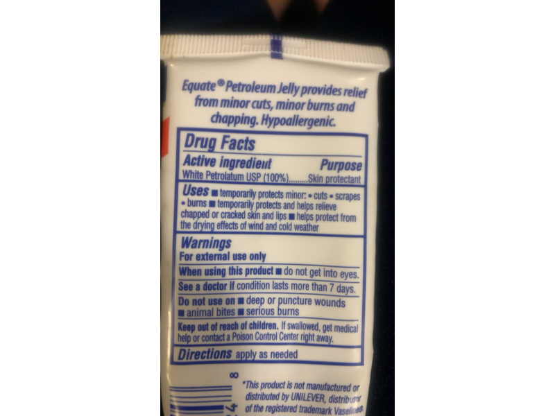 Equate Skin Protectant 100% Pure Petroleum Jelly, 2.5 oz/71 g