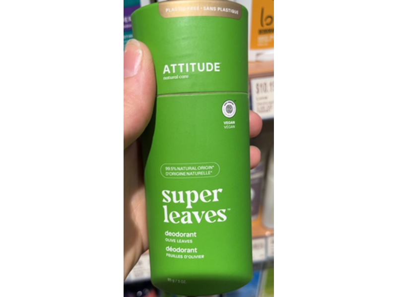 Attitude Super Leaves Deodorant, Olive Leaves, 3 oz/85 g