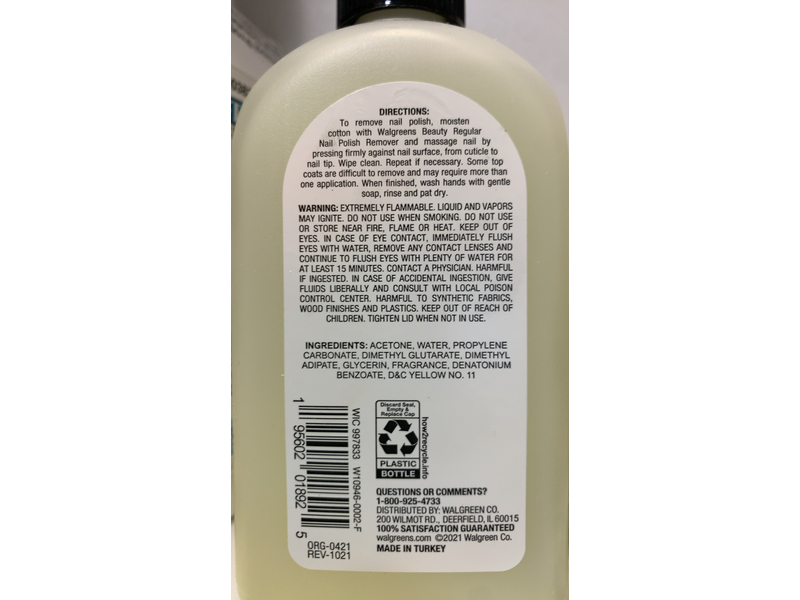 Walgreens Regular Nail Polish Remover, 10 fl oz/295.7 mL