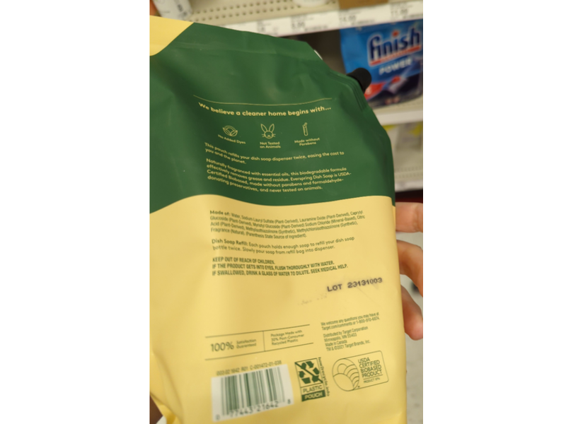 Ever Spring Dish Soap Refill, Mandarin & Ginger, 36 fl oz/1.06 L