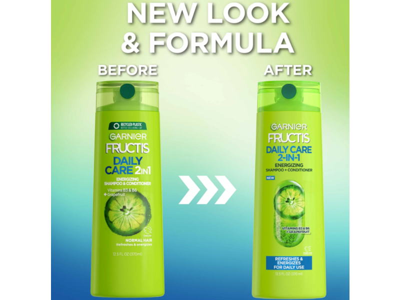 Garnier Fructis Daily Care 2 In 1 Shampoo & Conditioner, Vitamins B3 & B6 + Grapefruit, 12.5 fl oz/370 mL