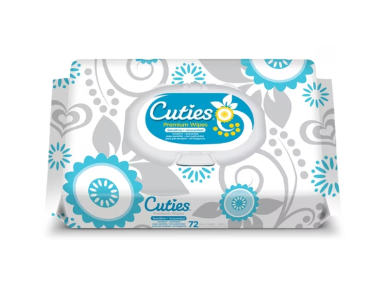 Cuties Premium Wipes, Sensitive + Unscented, 72 Count