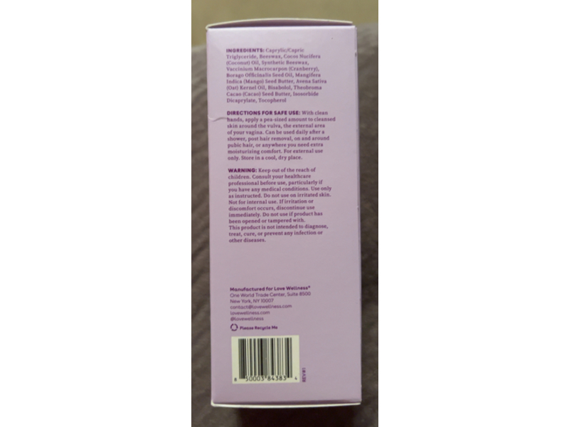 Love Wellness Comfy Cream Vulva Care, 1.01 fl oz/30 mL