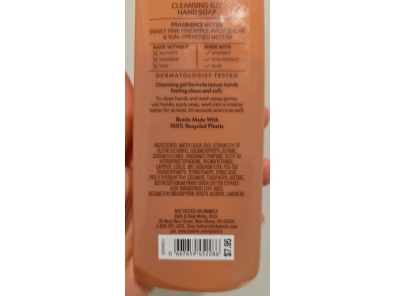 Bath & Body Works Cleansing Gel Hand Soap, Pink Pineapple Sunrise, 8 fl oz/236 mL