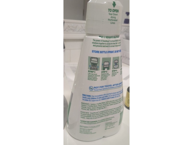 SmartMouth Original Zinc Activated Breath Rinse, Fresh Mint, 32 fl oz/946 mL