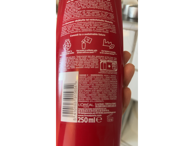 L'Oreal Paris Elvital Color Vive Shampoo, Uv Filter & Red Peony, 250 mL