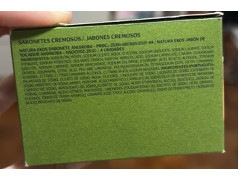 Natura Ekos Andiroba Creamy Pure Vegetable Soap Bar, 100 g, 4 Count