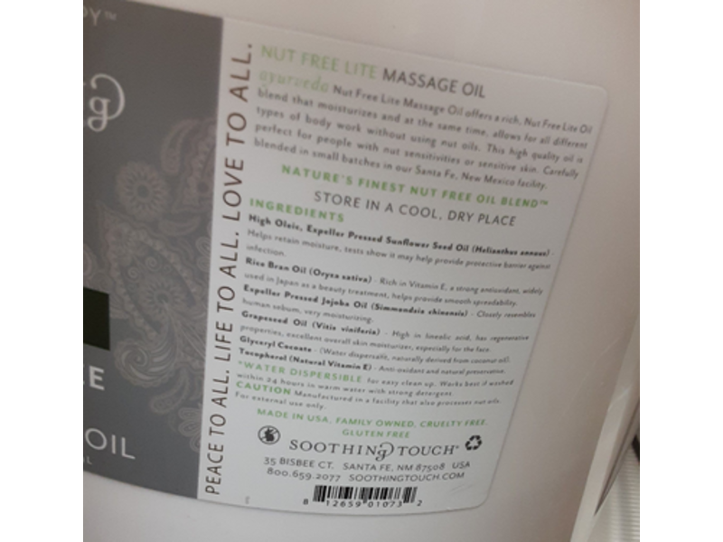 Soothing Touch Nut Free Lite Massage Oil, Unscented, 640 fl oz